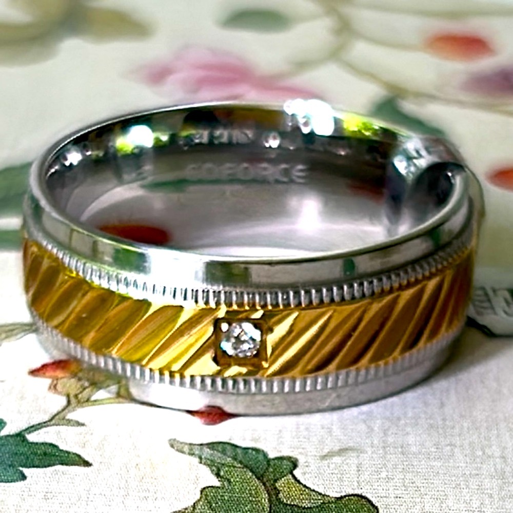 Edforce Gold and Silver Men's Ring steel size 12